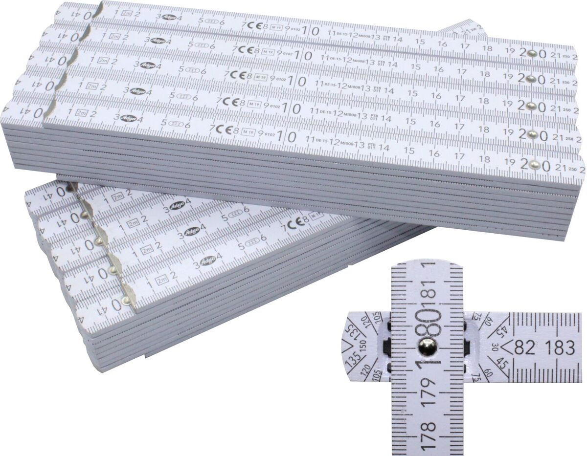 Zollstock ADGA Weiss Holz - 10er Set